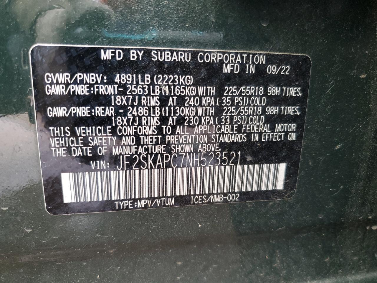2022 SUBARU FORESTER