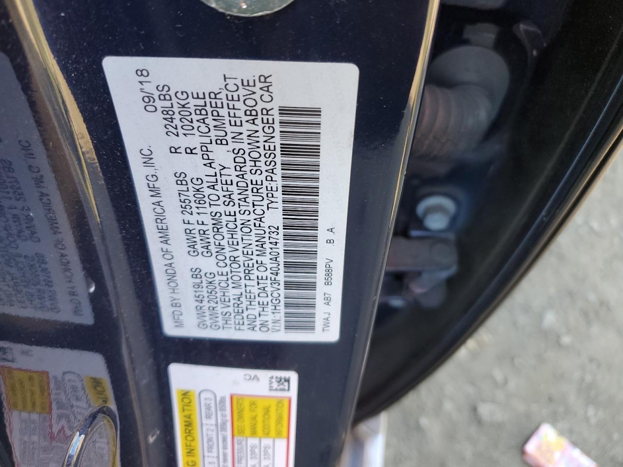 2018 HONDA ACCORD