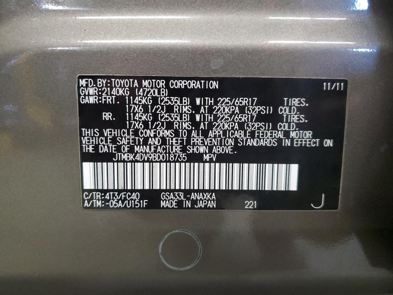 2011 TOYOTA RAV4