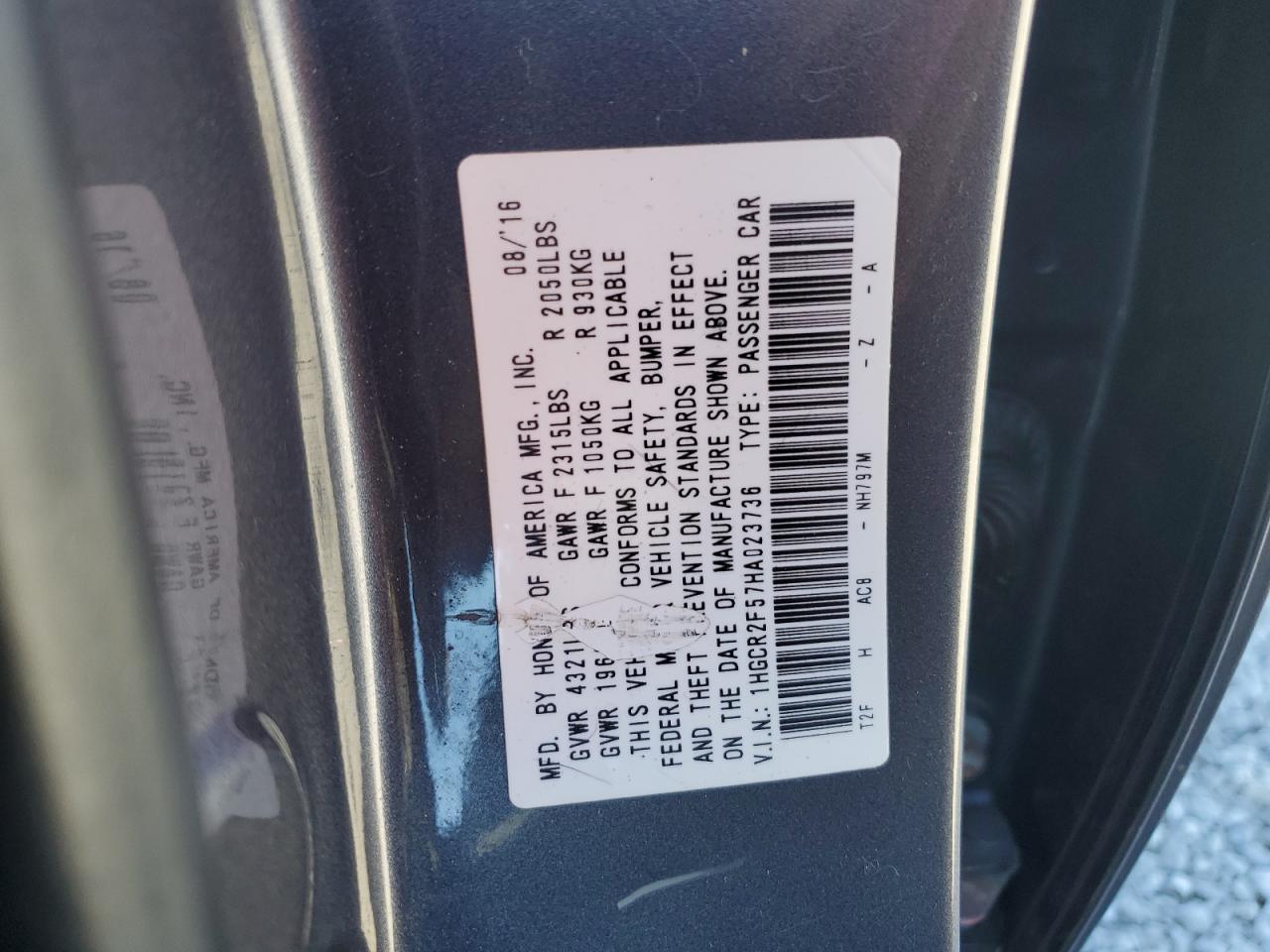 2017 HONDA ACCORD
