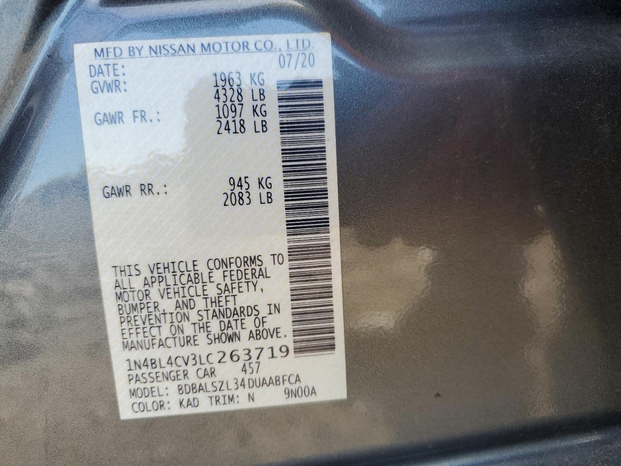 2020 NISSAN ALTIMA