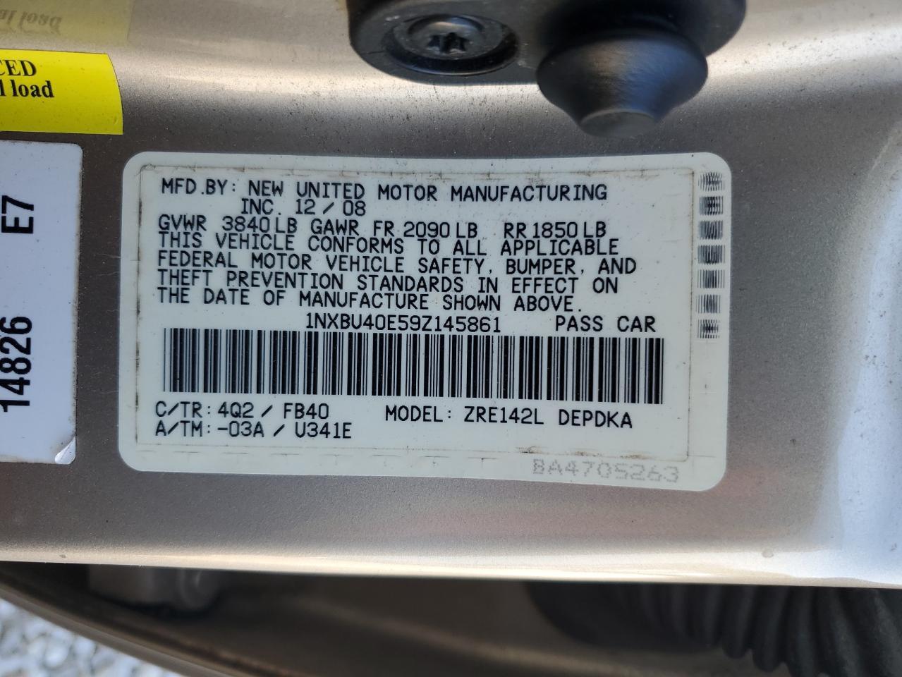 2009 TOYOTA COROLLA