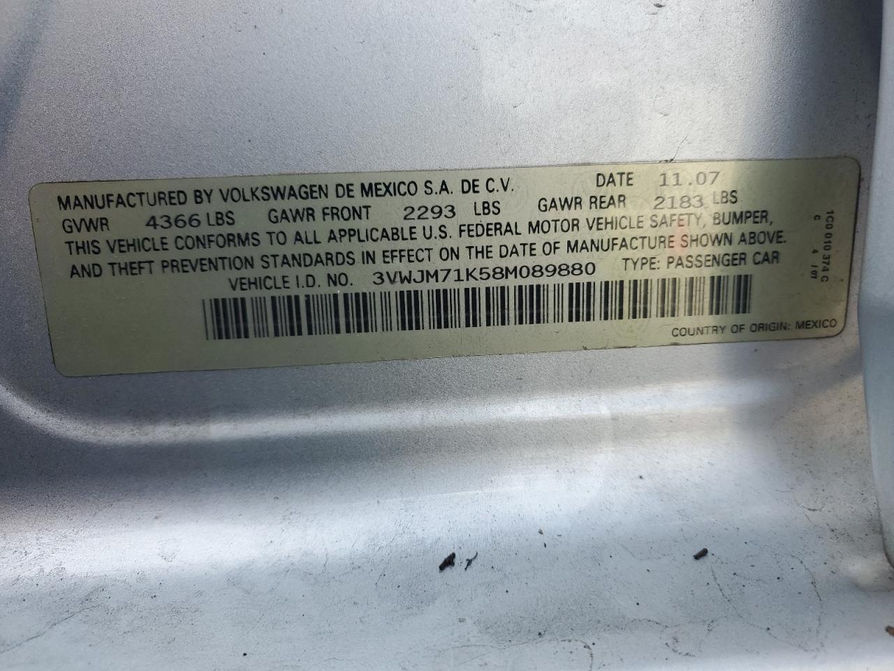 2008 VOLKSWAGEN JETTA