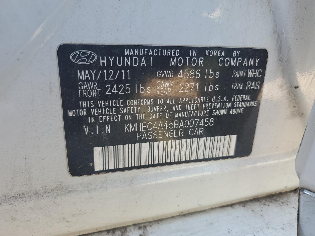 2011 HYUNDAI SONATA