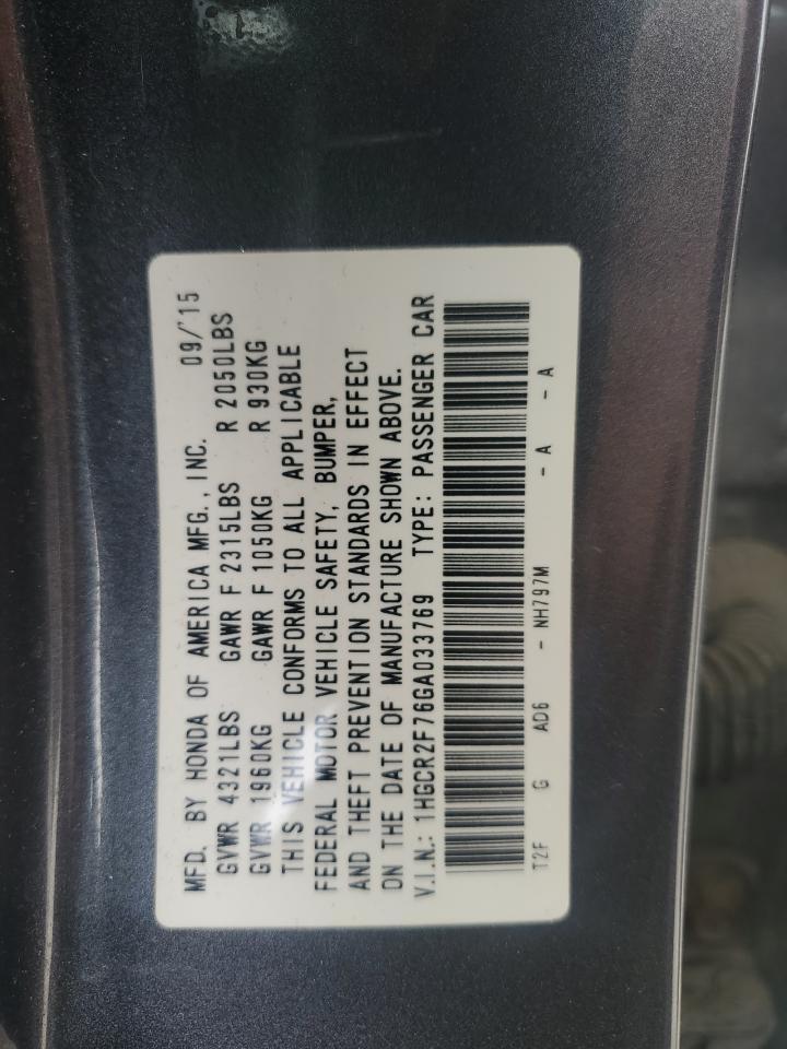 2016 HONDA ACCORD