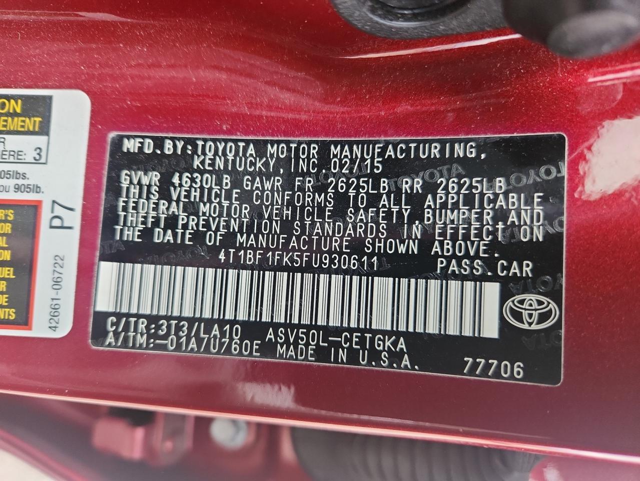2015 TOYOTA CAMRY