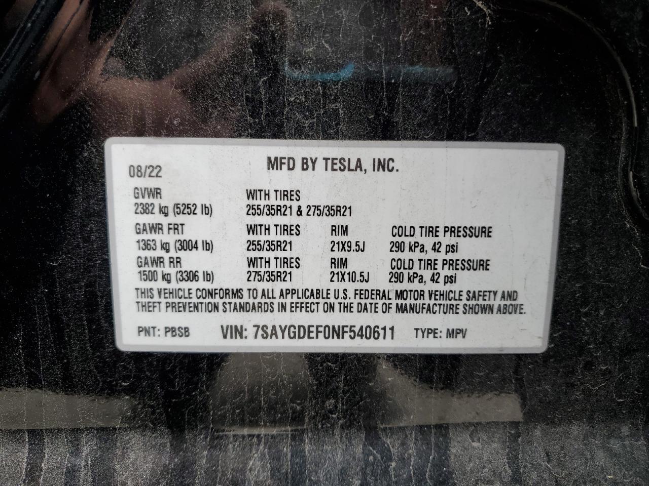 2022 TESLA MODEL Y