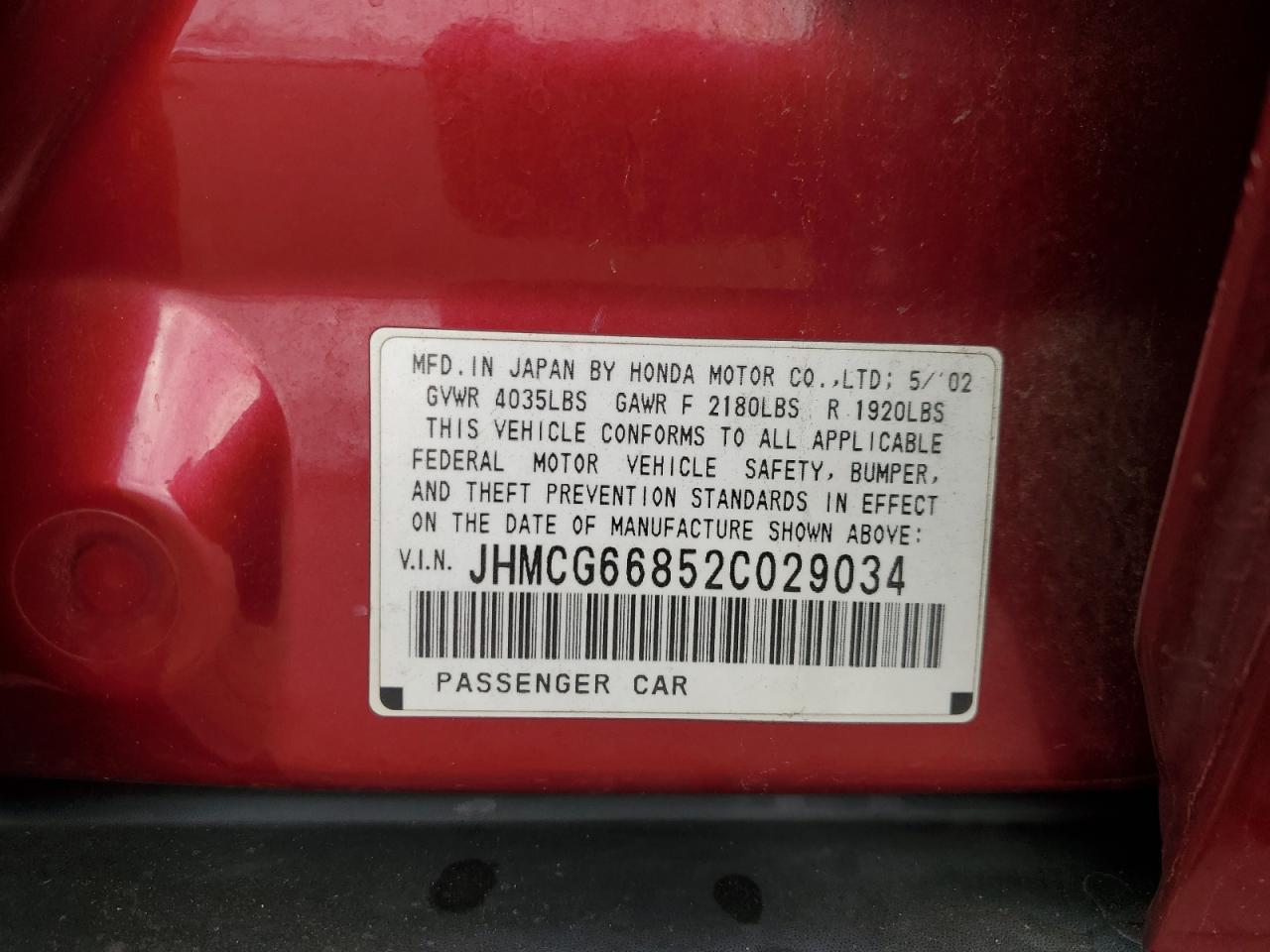 2002 HONDA ACCORD