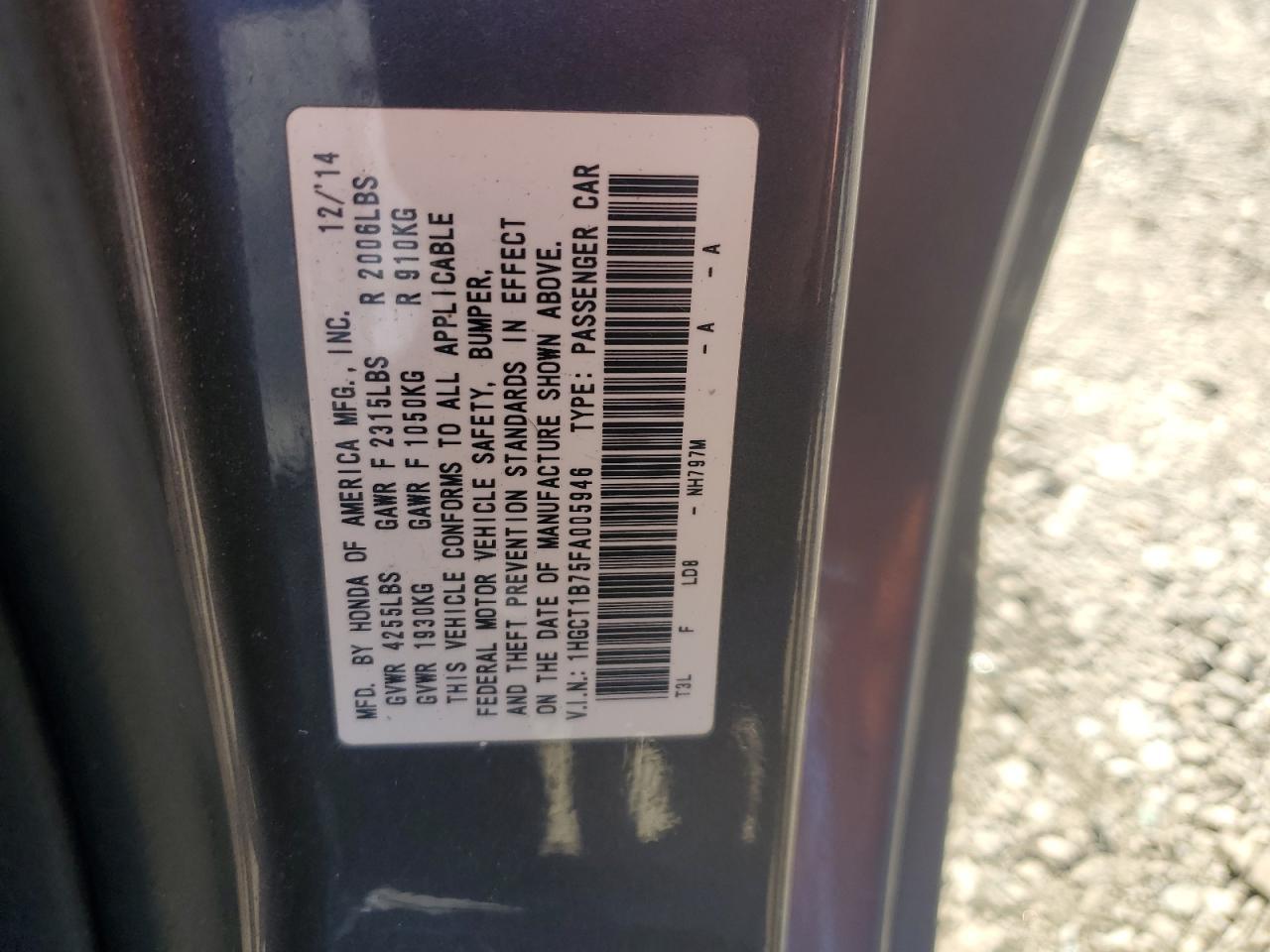 2015 HONDA ACCORD