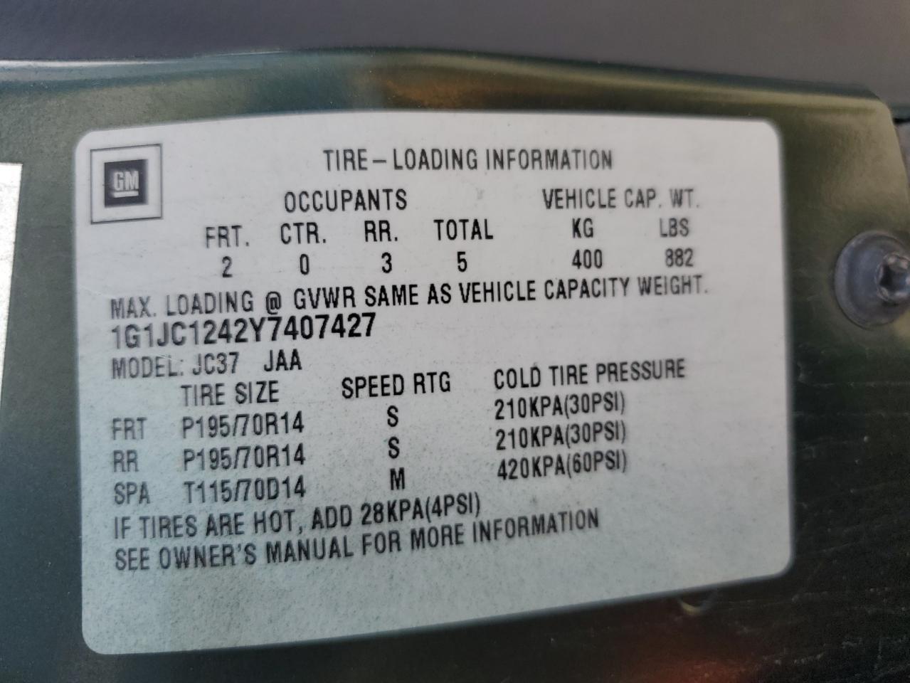 2000 CHEVROLET Cavalier