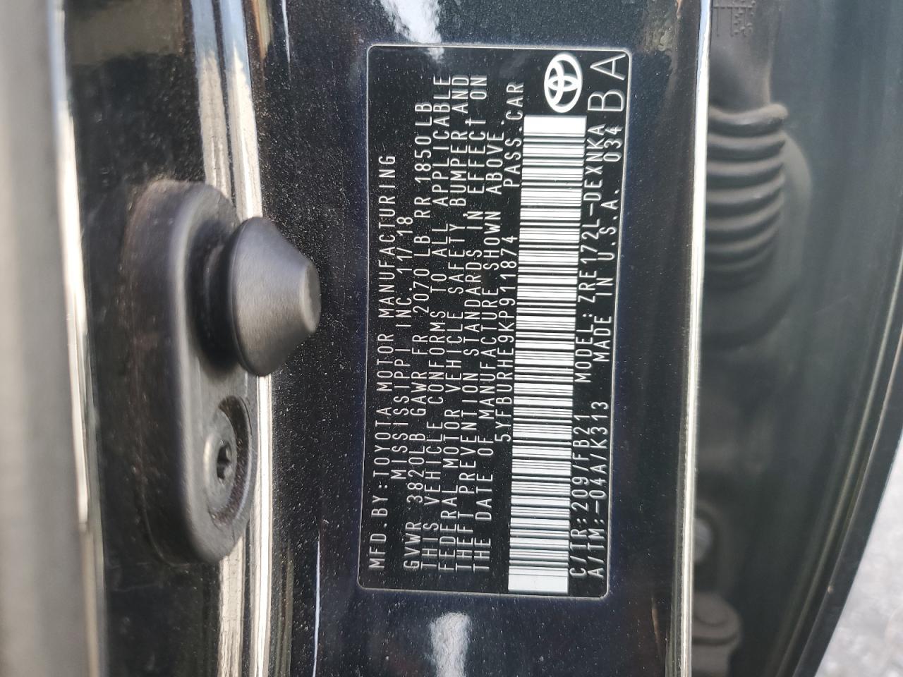 2019 TOYOTA COROLLA