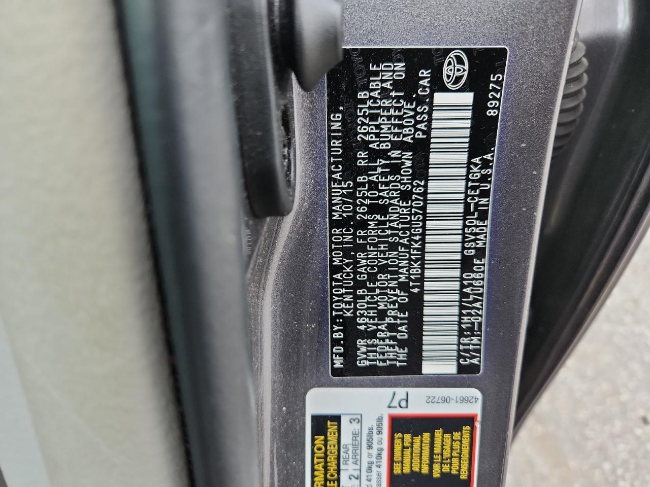 2016 TOYOTA CAMRY