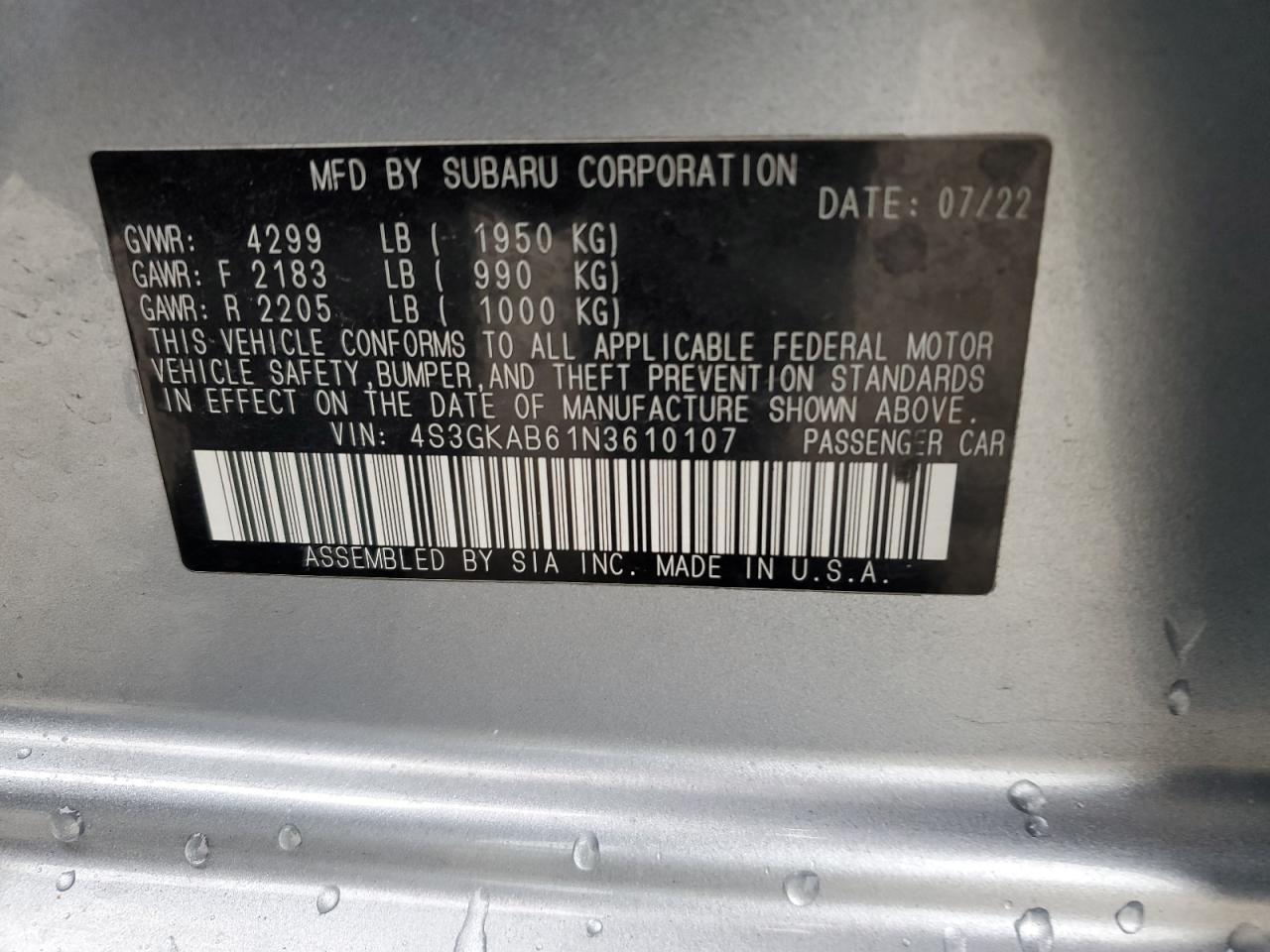 2022 SUBARU IMPREZA