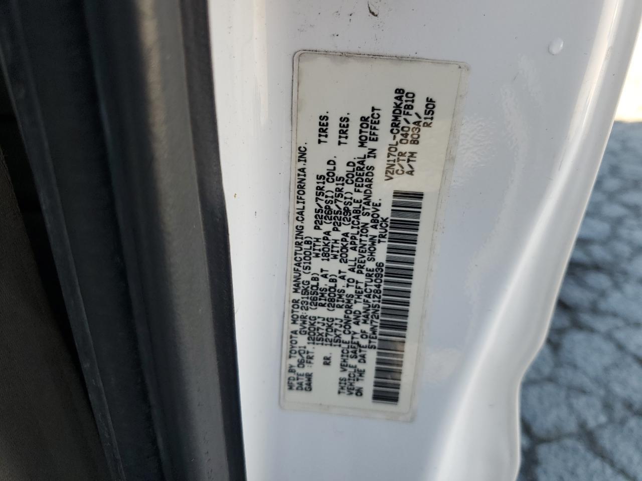 2001 TOYOTA TACOMA