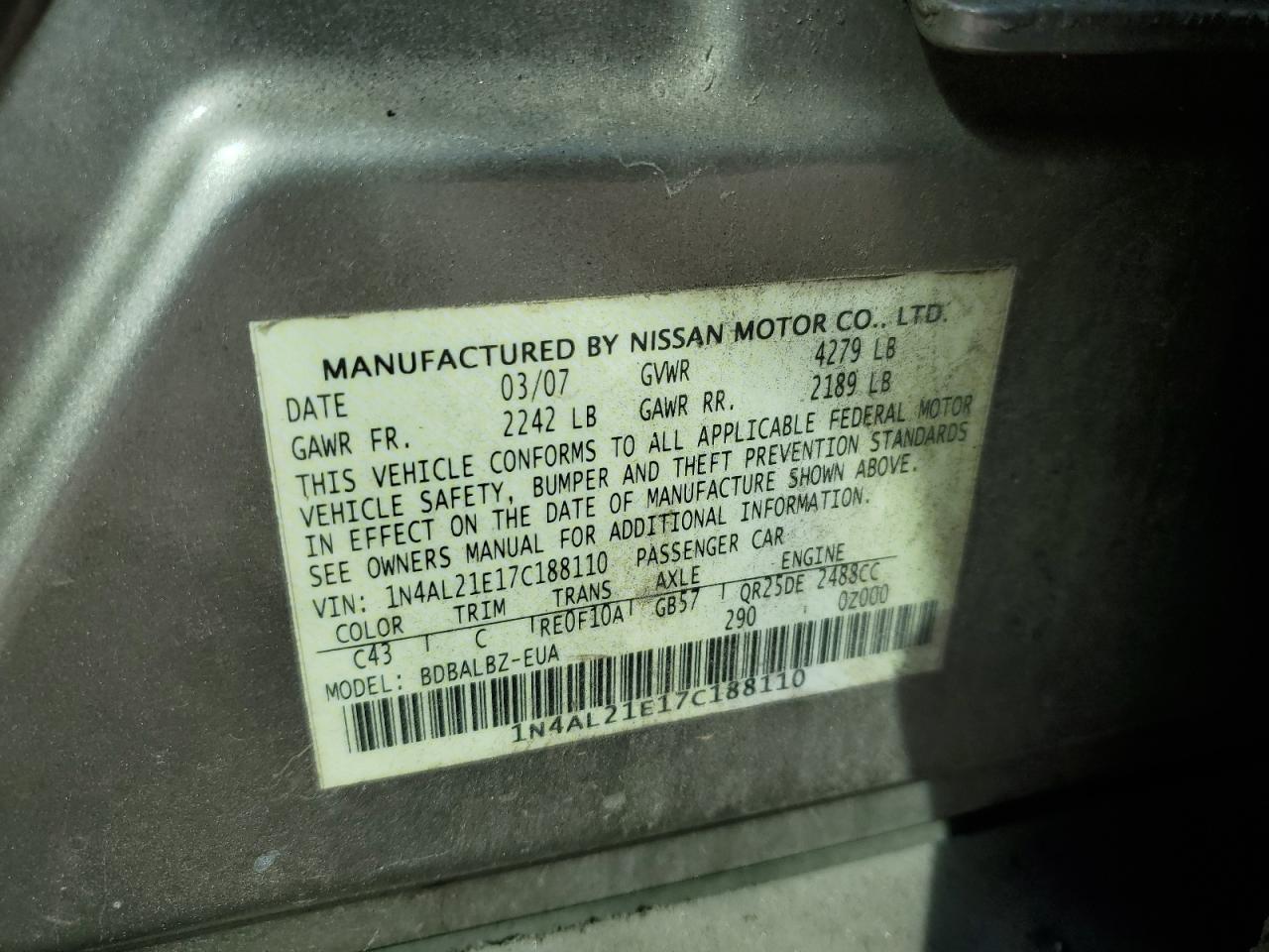 2007 NISSAN ALTIMA