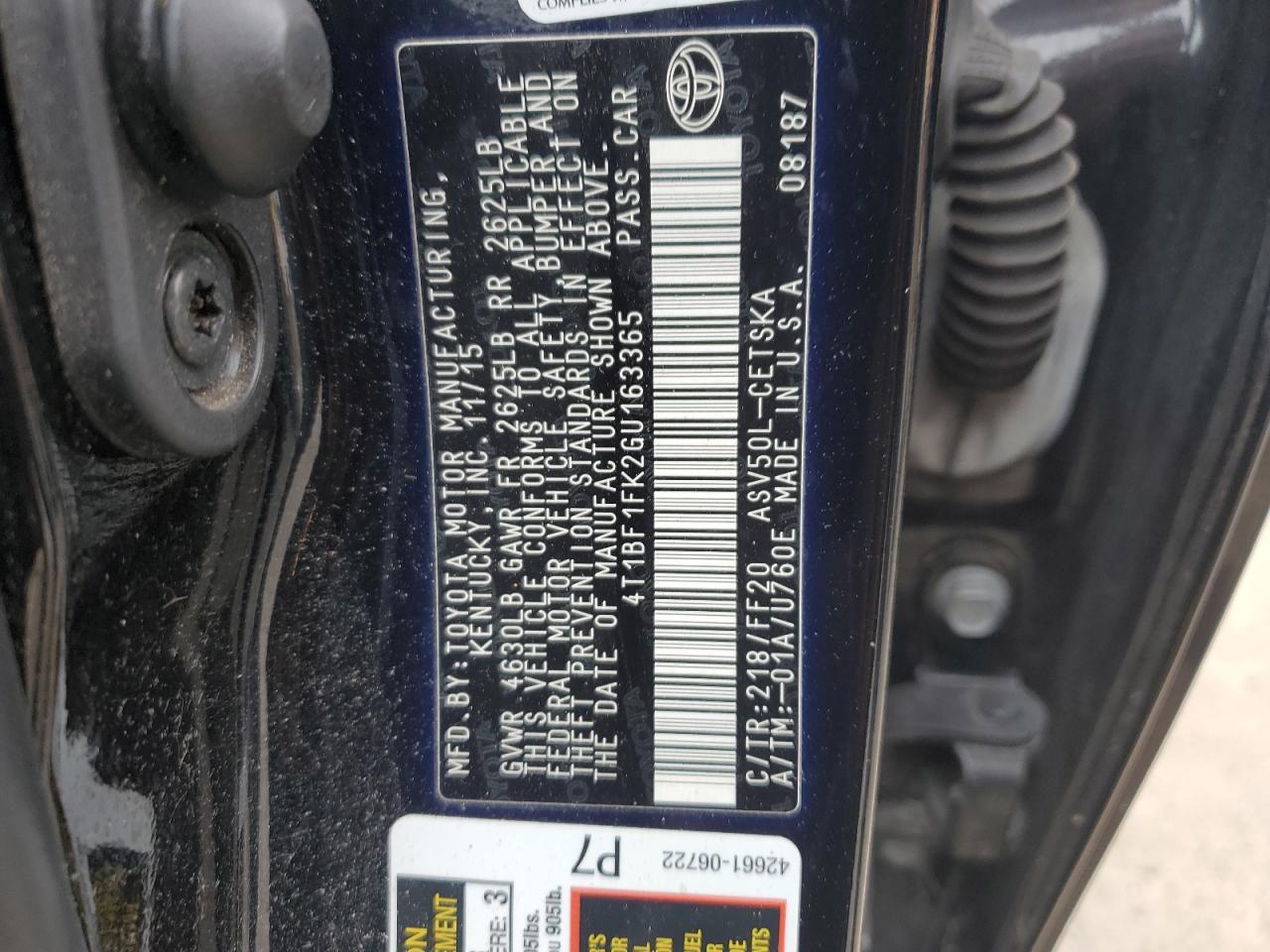 2016 TOYOTA CAMRY
