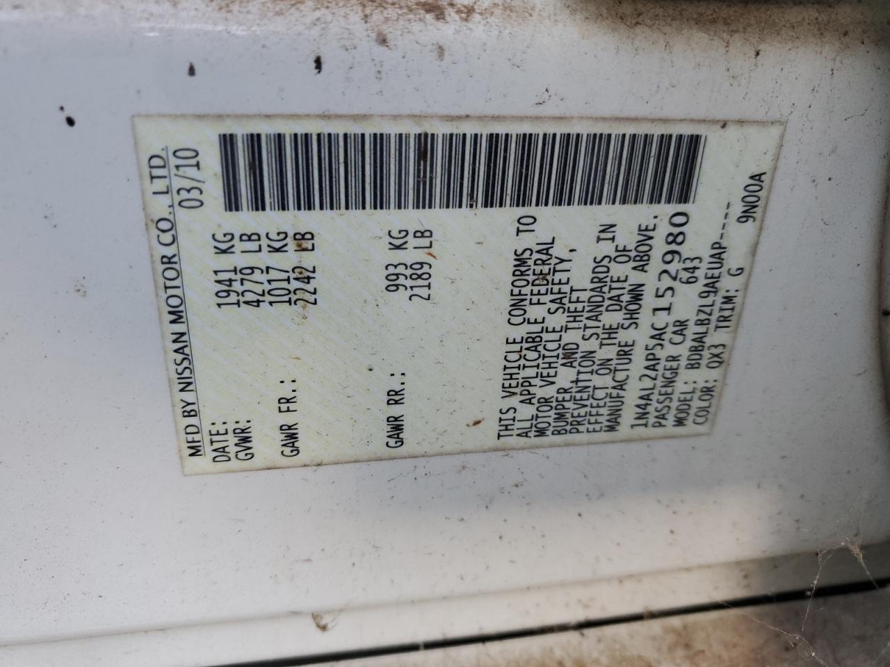 2010 NISSAN ALTIMA