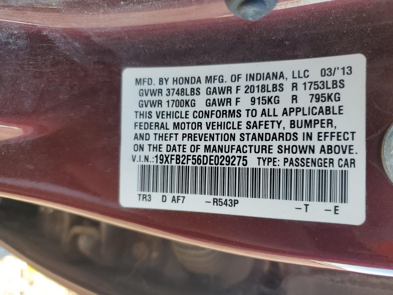 2013 HONDA CIVIC