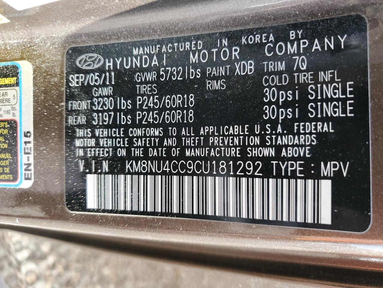 2012 HYUNDAI Veracruz