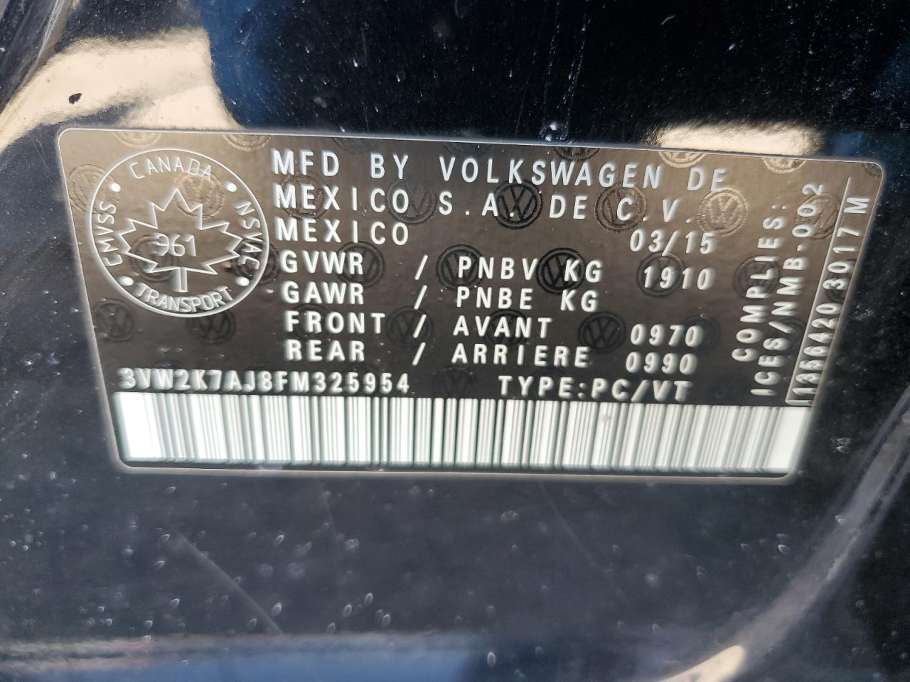 2015 VOLKSWAGEN JETTA