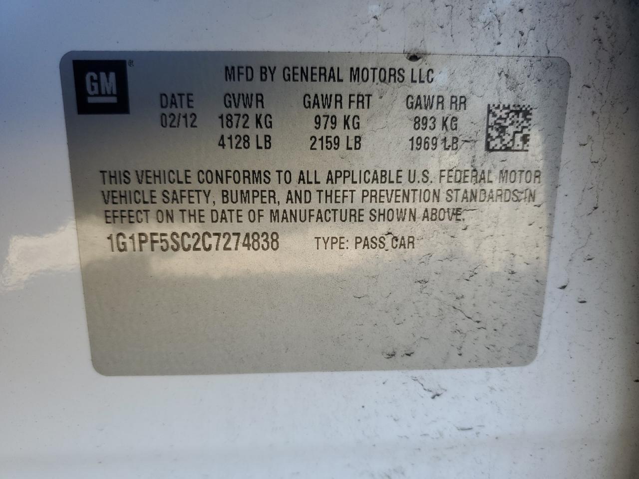 2012 CHEVROLET CRUZE