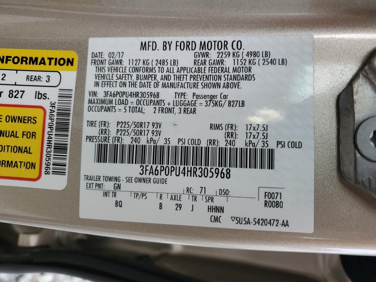 2017 FORD FUSION