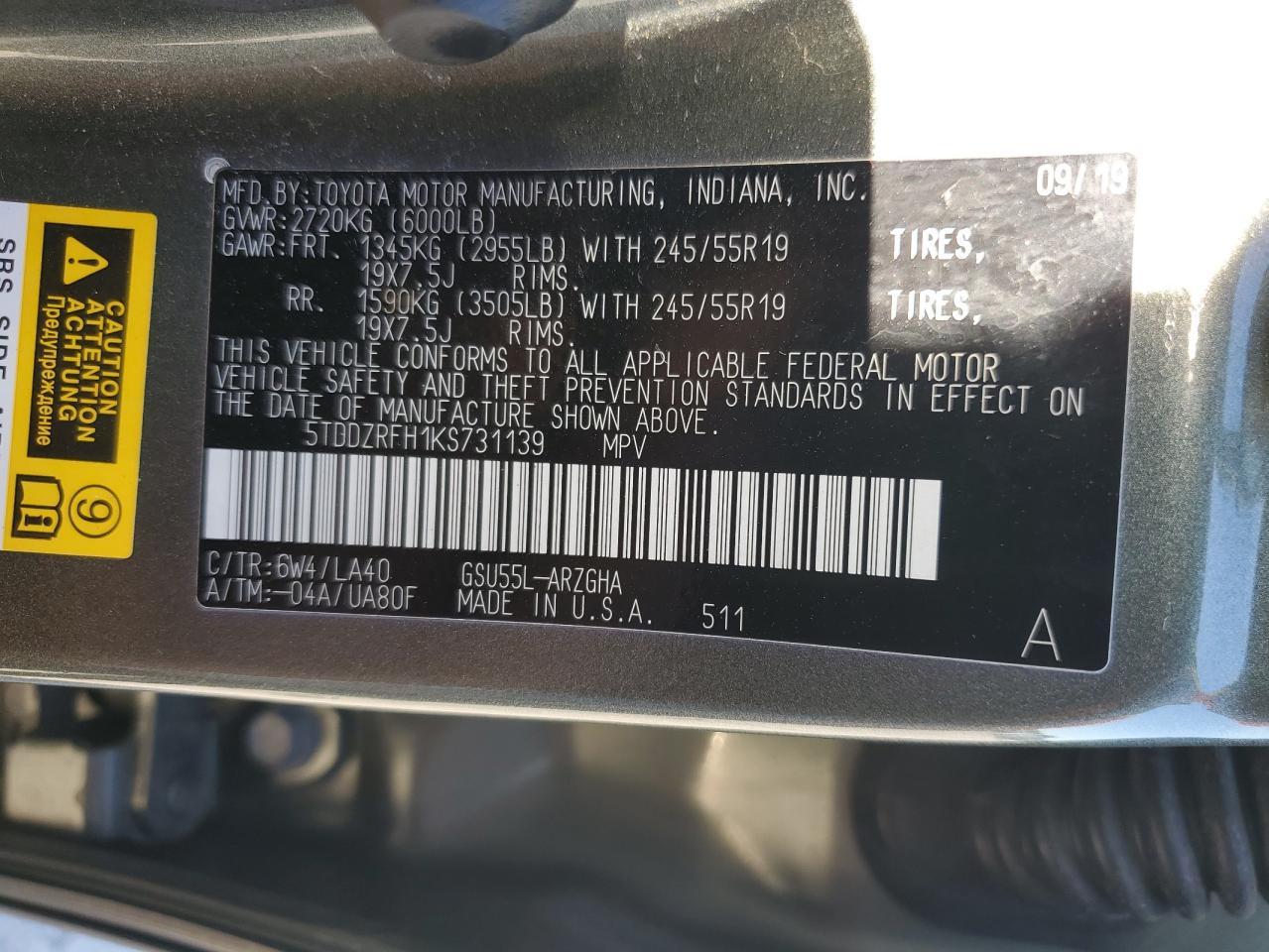 2019 TOYOTA HIGHLANDER