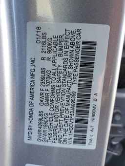 2018 HONDA ACCORD