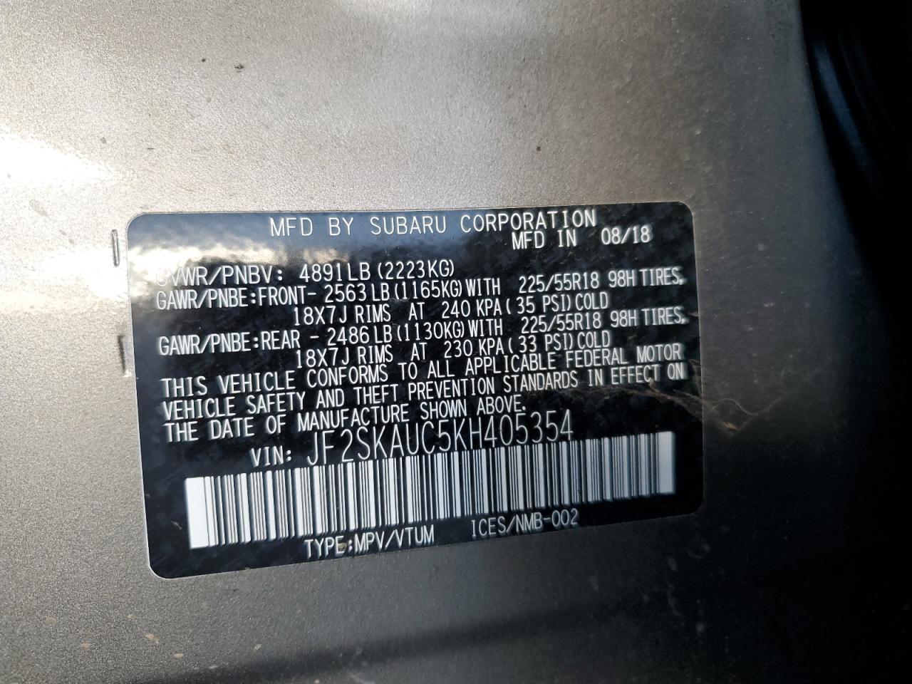 2019 SUBARU FORESTER