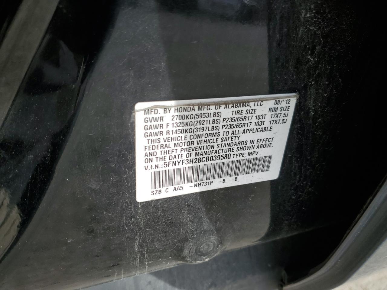 2012 HONDA PILOT