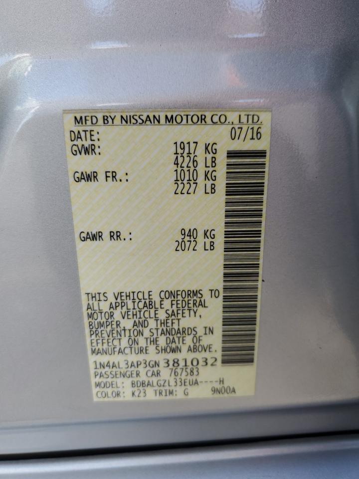 2016 NISSAN ALTIMA