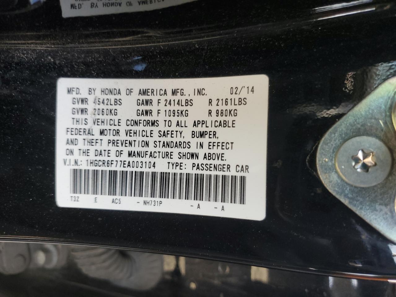 2014 HONDA ACCORD