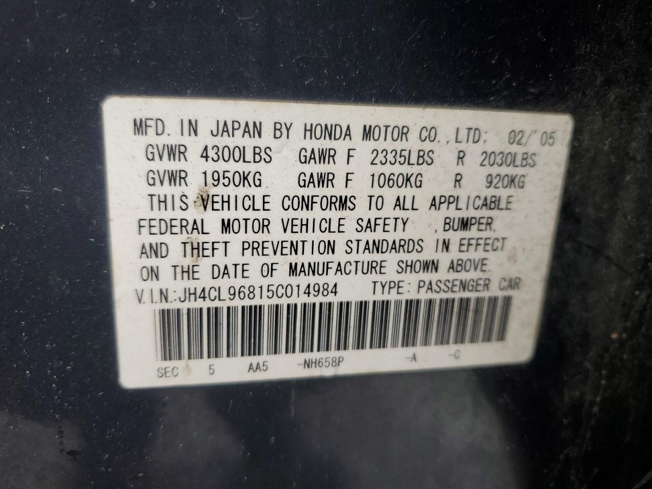 2005 ACURA TSX