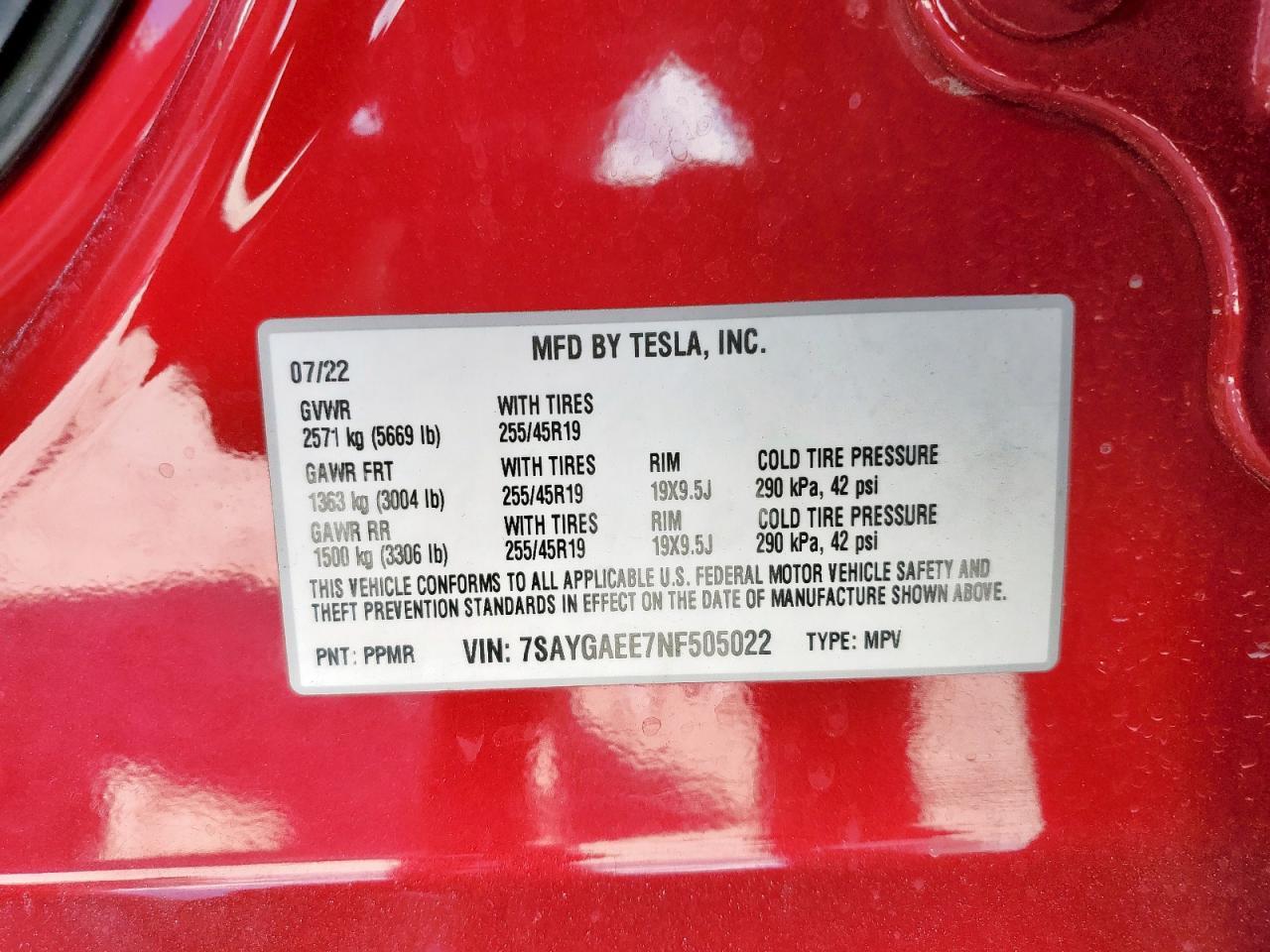 2022 TESLA MODEL Y