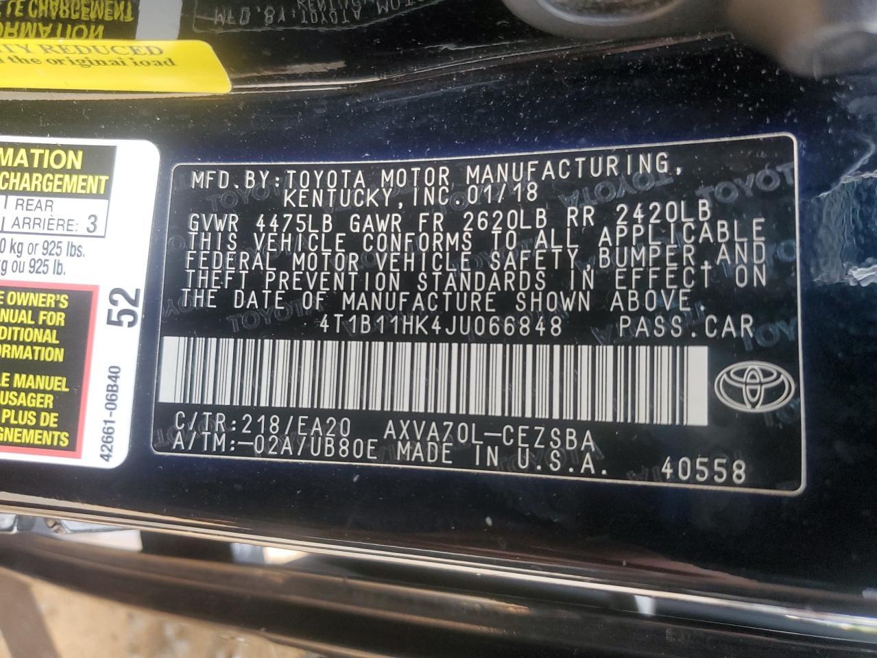 2018 TOYOTA CAMRY