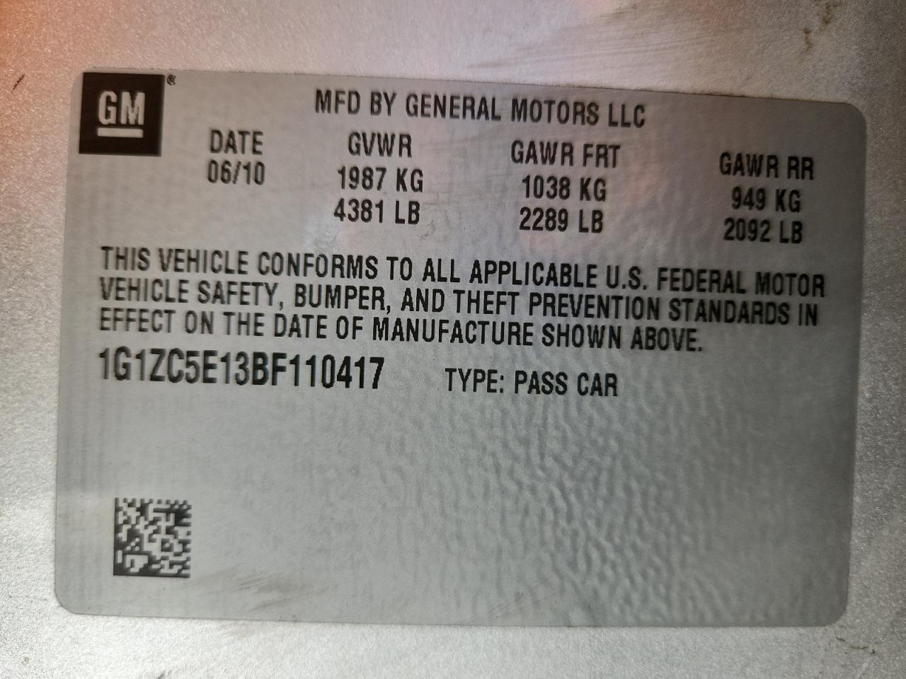 2011 CHEVROLET MALIBU