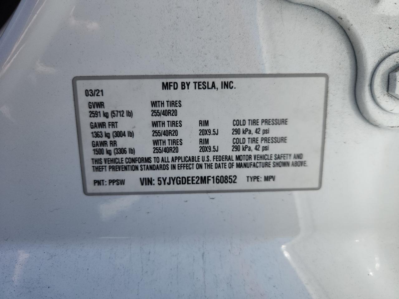 2021 TESLA MODEL Y