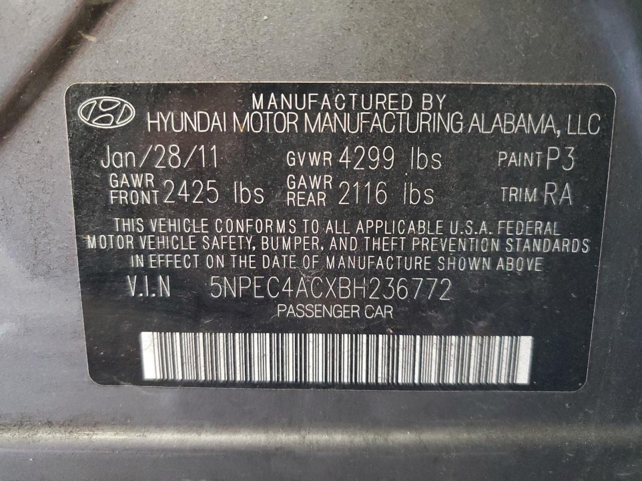 2011 HYUNDAI SONATA