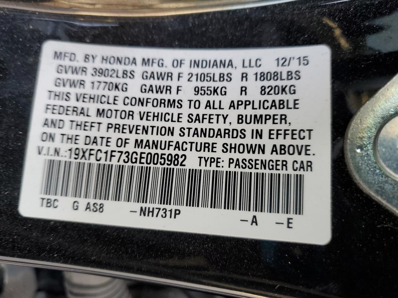 2016 HONDA CIVIC