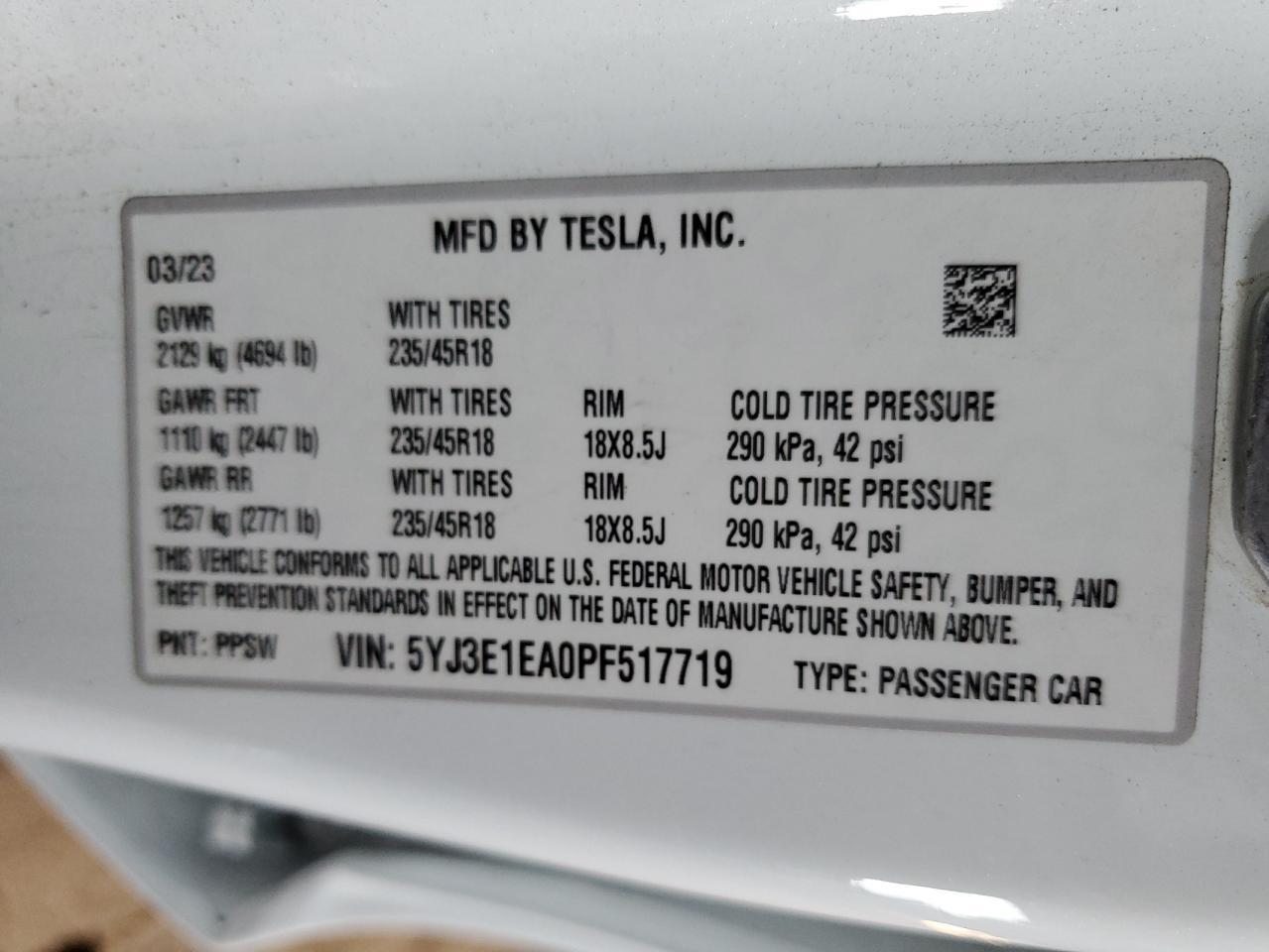 2023 TESLA MODEL 3