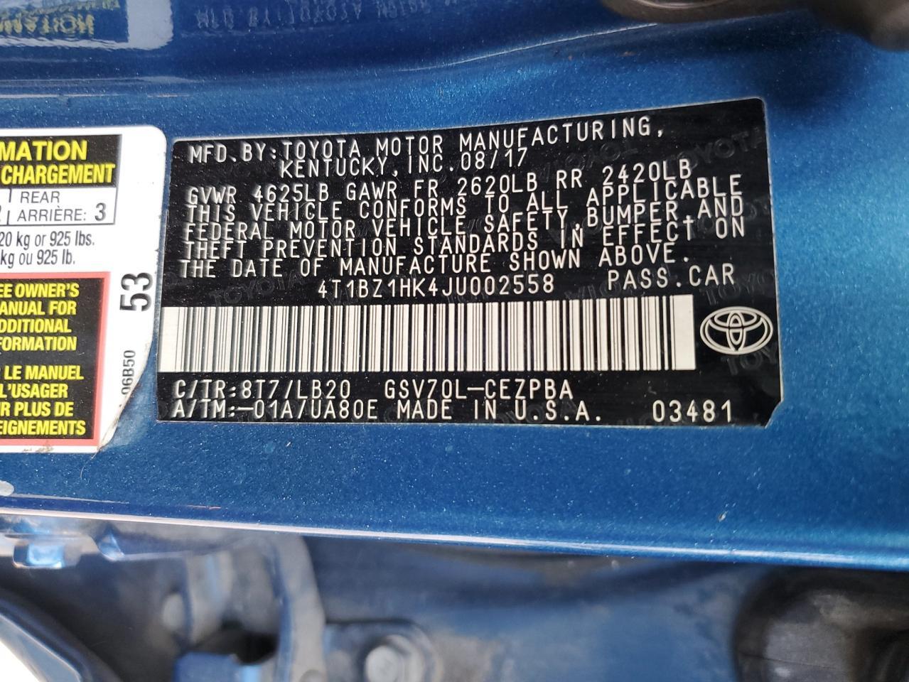 2018 TOYOTA CAMRY