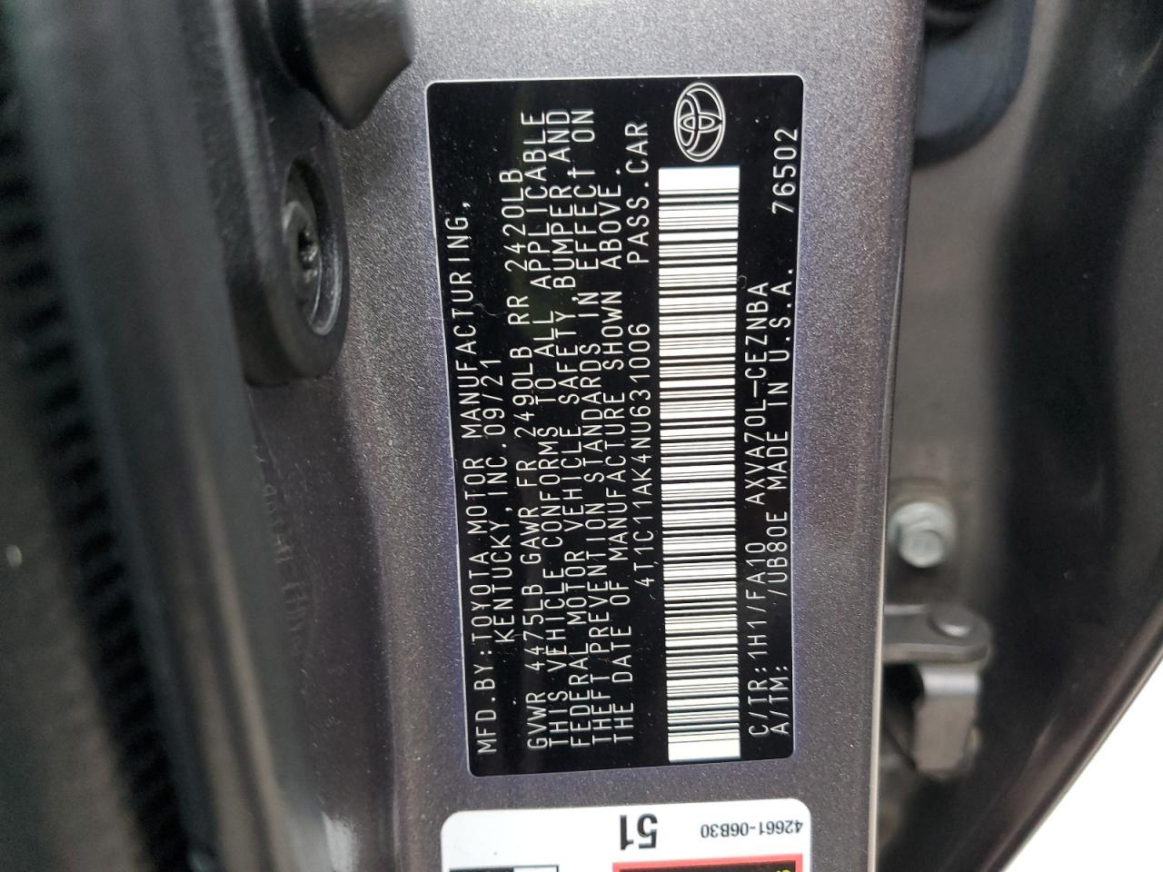 2022 TOYOTA CAMRY