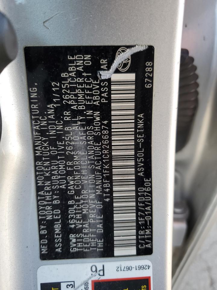 2012 TOYOTA CAMRY