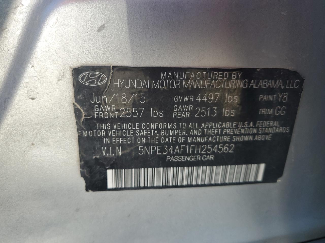 2015 HYUNDAI SONATA