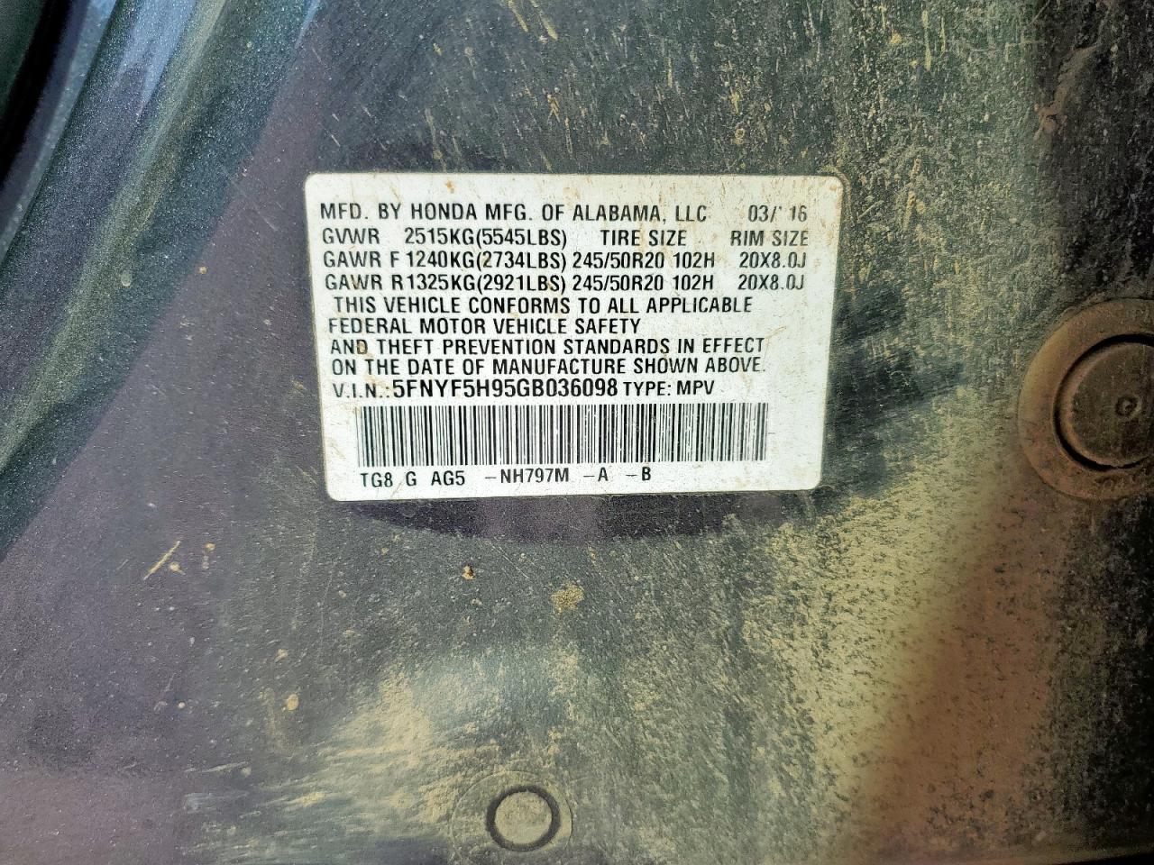 2016 HONDA PILOT