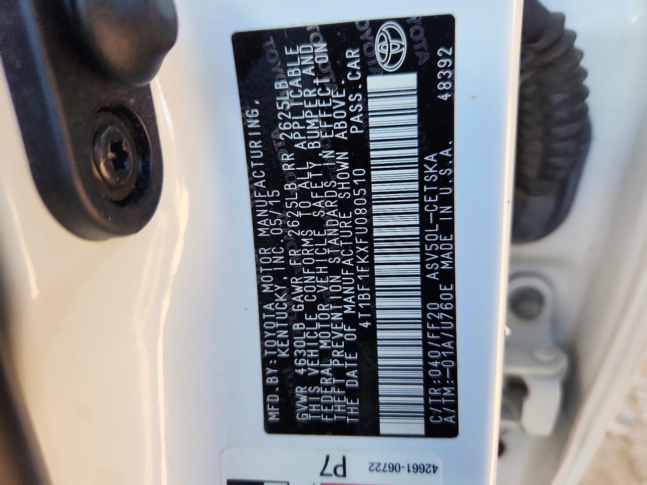 2015 TOYOTA CAMRY