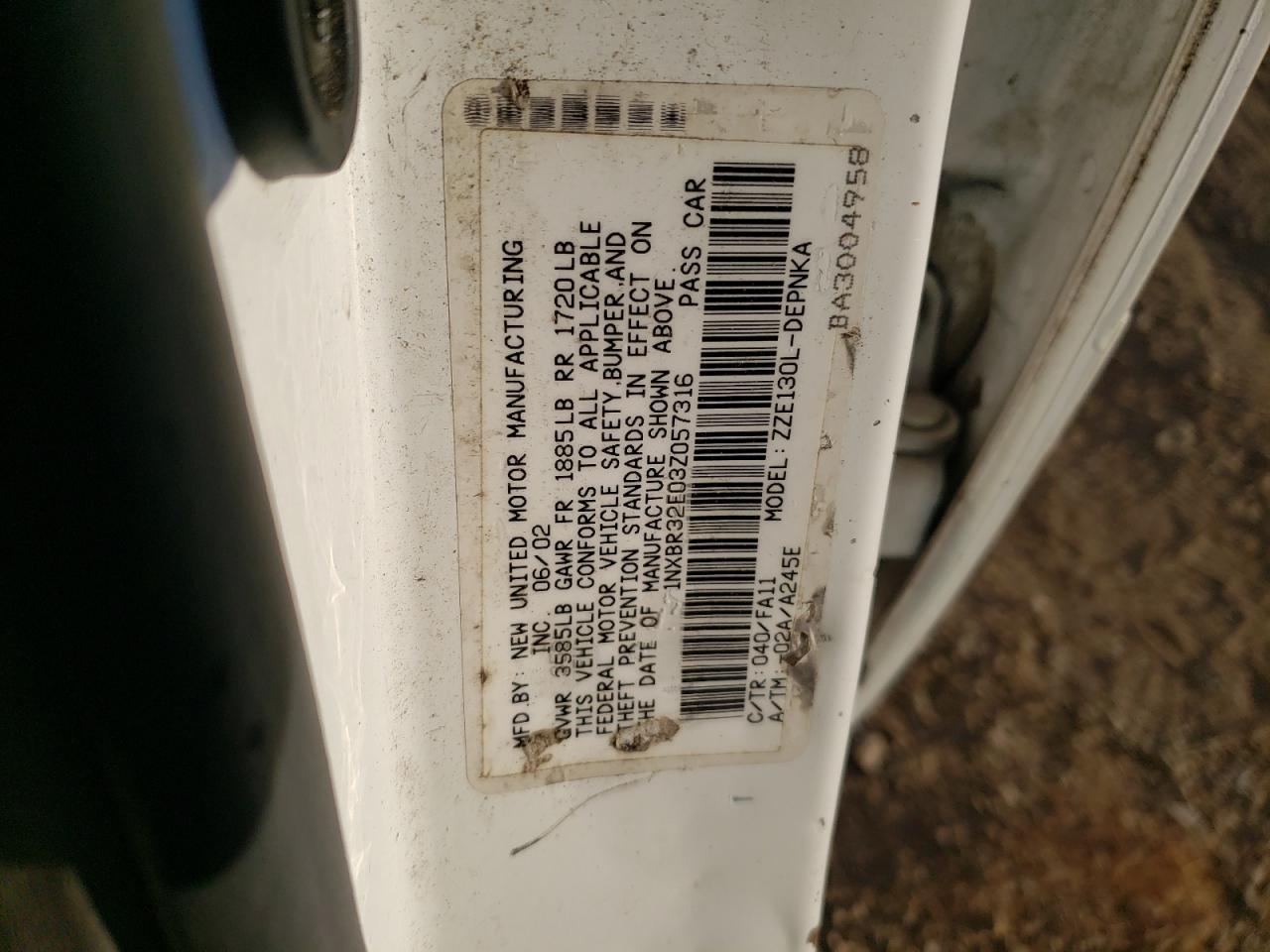 2003 TOYOTA COROLLA