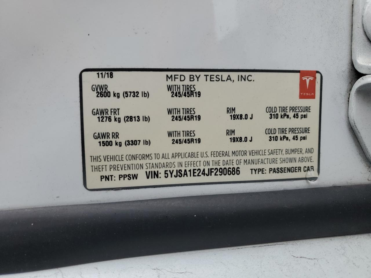 2018 TESLA MODEL S