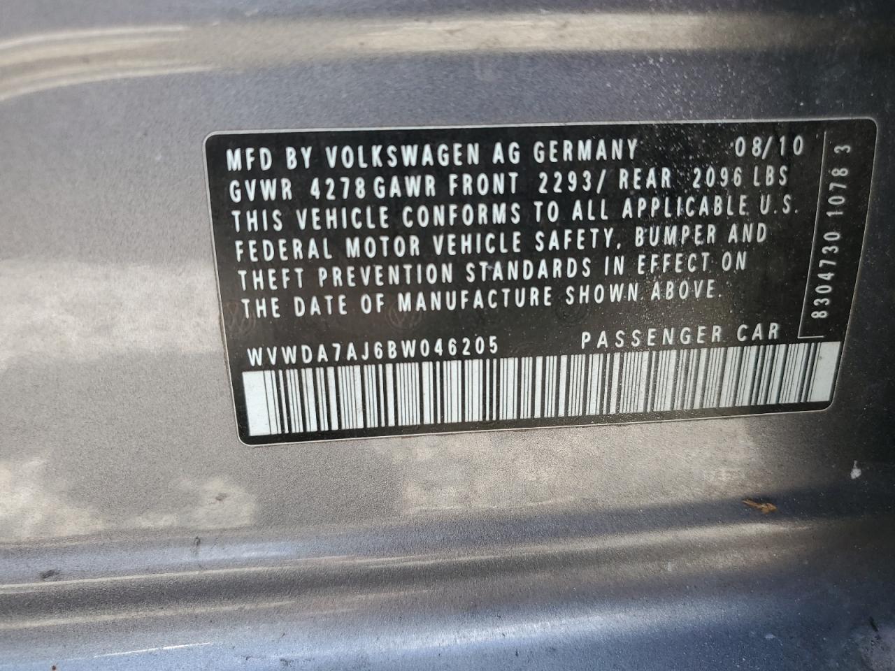 2011 VOLKSWAGEN GOLF