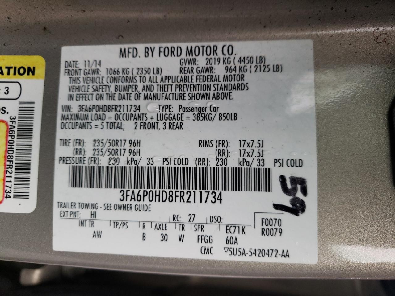 2015 FORD FUSION